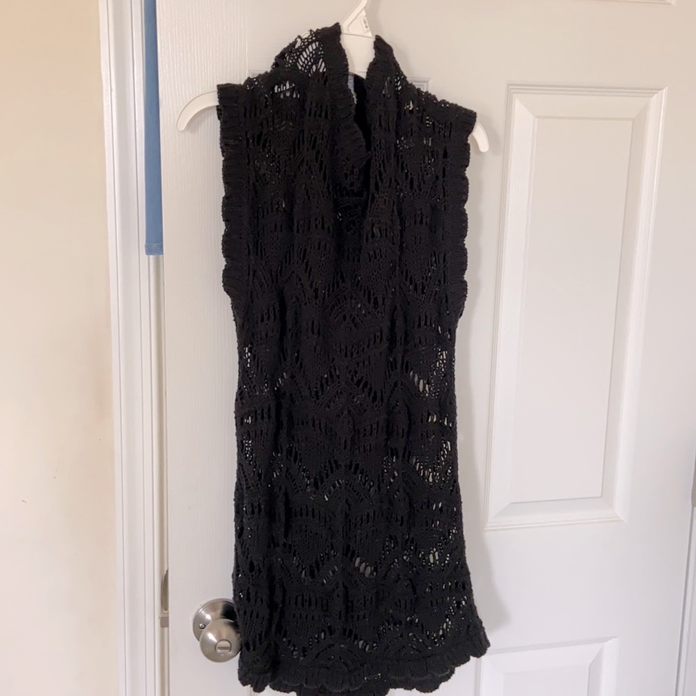 Black dress length lace cover up.